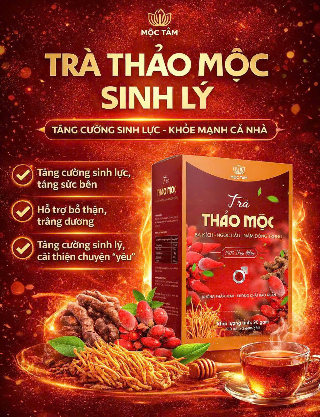 Poster công dụng Trà Thảo Mộc Sinh Lý