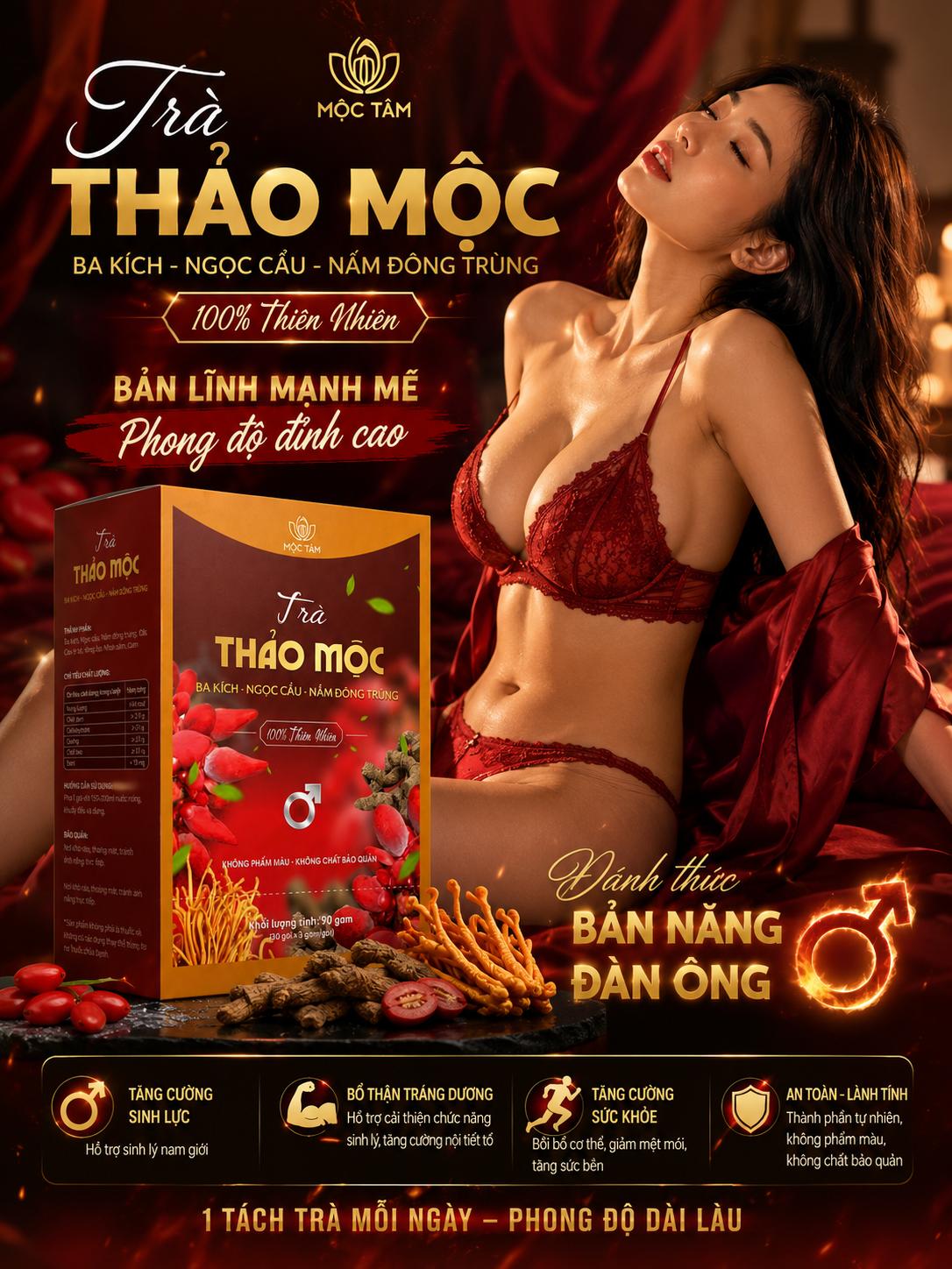 Trà Thảo Mộc Ba Kích Ngọc Cẩu Nấm Đông Trùng